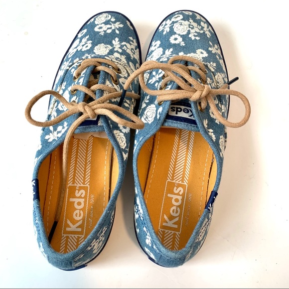KEDS Blue Denim Floral Lace Up Sneakers—SZ. 6 - Picture 10 of 11